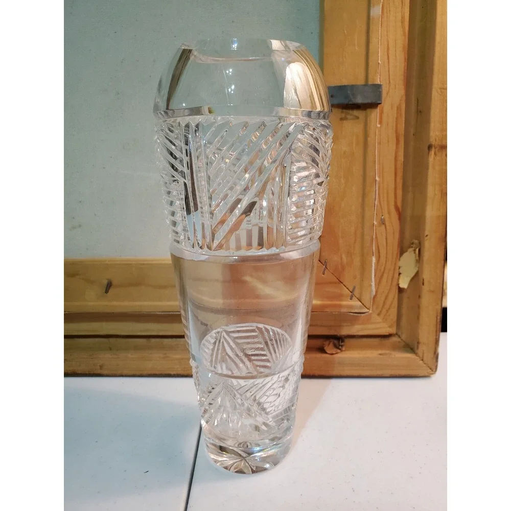 Vase By Villeroy & Boch Lead Crystal Cut Glass Geometric Pattern Heavy 9